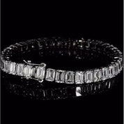 22.74ct Emerald-Cut Diamond Bracelet | 14K White Gold | VVS Clarity