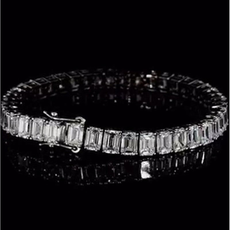 22.74ct Emerald-Cut Diamond Bracelet | 14K White Gold | VVS Clarity