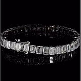 22.74ct Emerald-Cut Diamond Bracelet | 14K White Gold | VVS Clarity