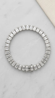 22.74ct Emerald-Cut Diamond Bracelet | 14K White Gold | VVS Clarity