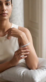 22.74ct Emerald-Cut Diamond Bracelet | 14K White Gold | VVS Clarity